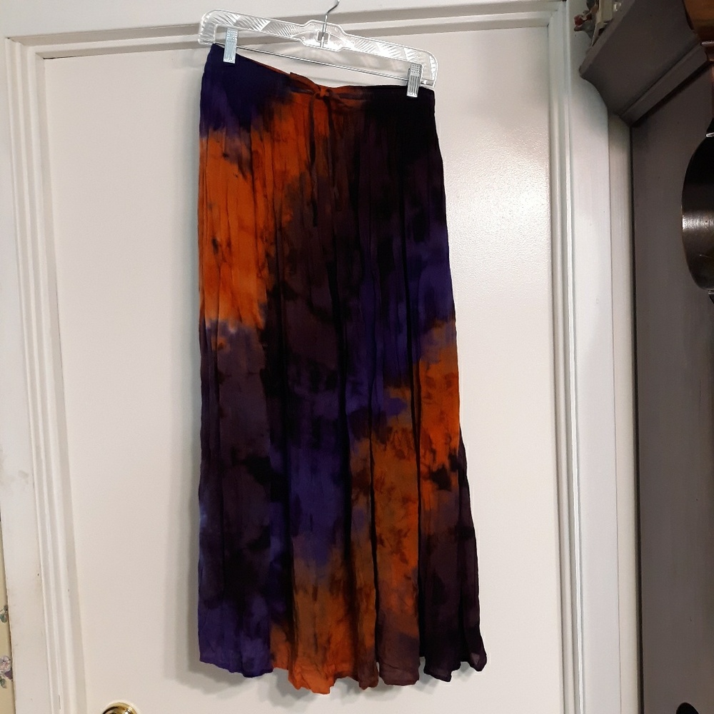TIE DYE HIPPIE BOHO PEASANT FESTIVAL SKIRT - Picture 2 of 3